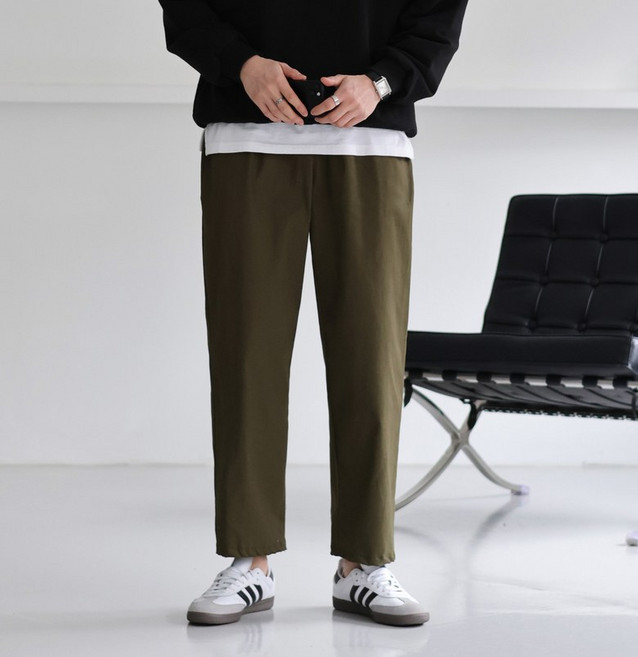 EV CLOSET 男士棉質彈性鬆緊帶錐形寬褲 6080-1