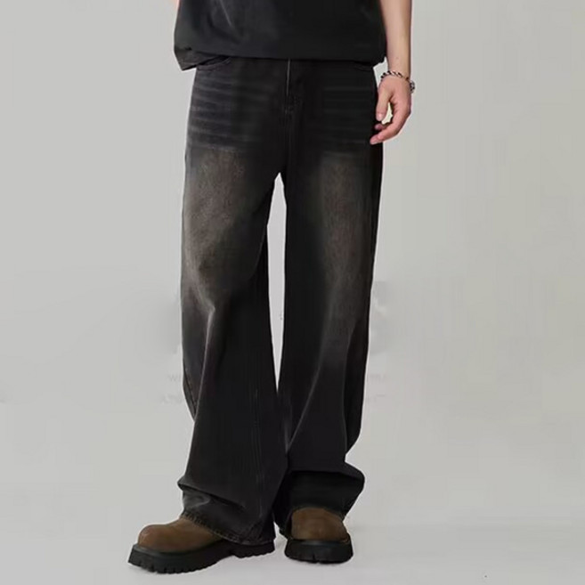 JTL 男士高端復古直筒寬鬆牛仔褲