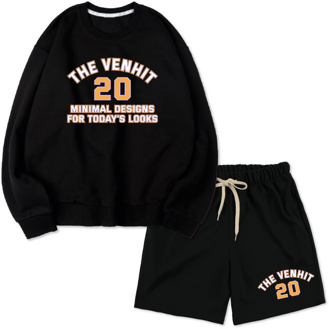 벤힛 빅사이즈 투데이룩 오버핏 맨투맨 + 반바지 트레이닝 상하의 세트
