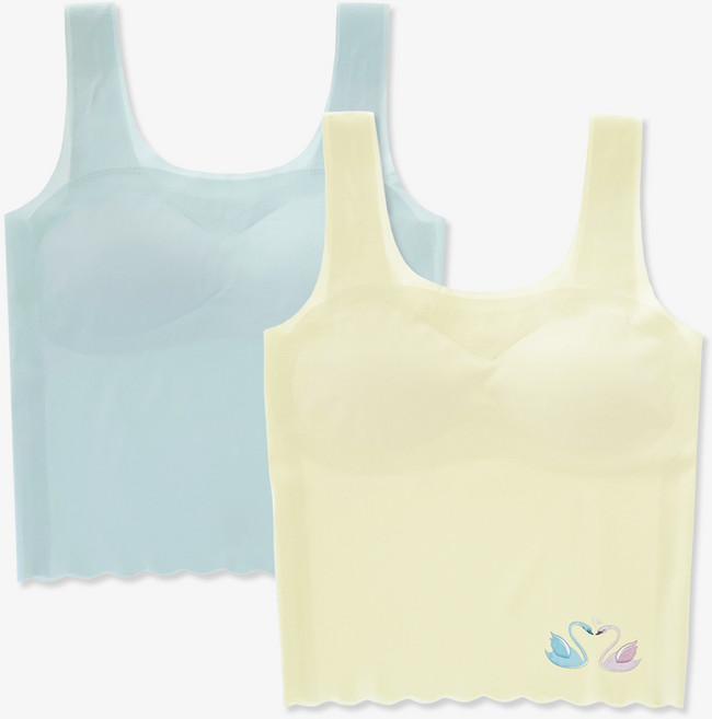 주니데이 여아용 심리스 롱마카롱 학생 브라탑 2종 세트