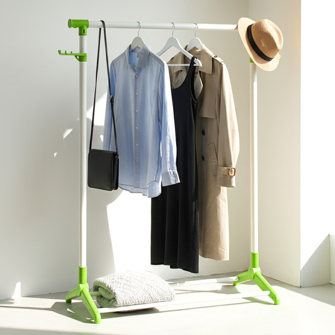 올리빙 철제 행거 프리미엄 1단, 그린