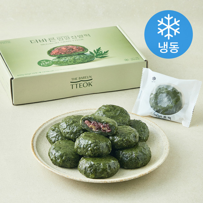 더바른 밥알찹쌀떡 당류제로(냉동), 60g, 1개, 10개입