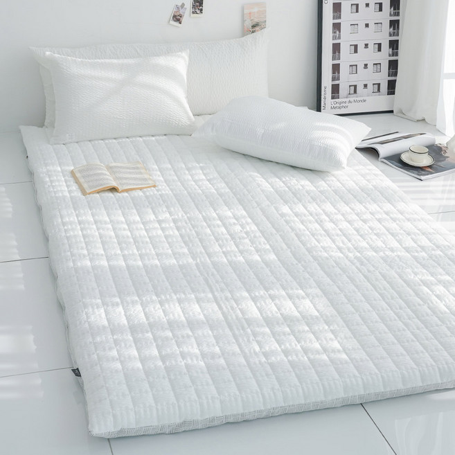 스코홈 국내 제조 여름 냉감 시어서커 누빔 요커버, 심쿵화이트