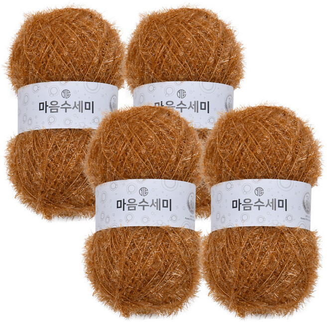 연일섬유 마음수세미 펄 뜨개실, 47 로투스브라운, 4개