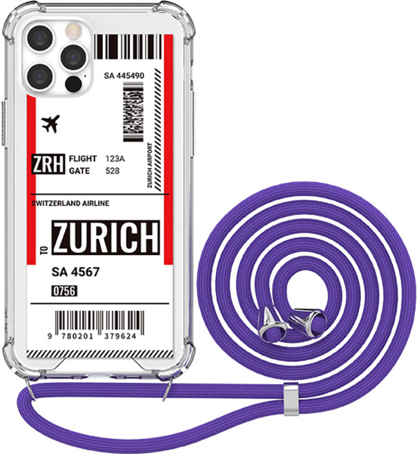 JUST4YOU 보딩 2 투명 방탄 강화 목걸이 휴대폰 케이스