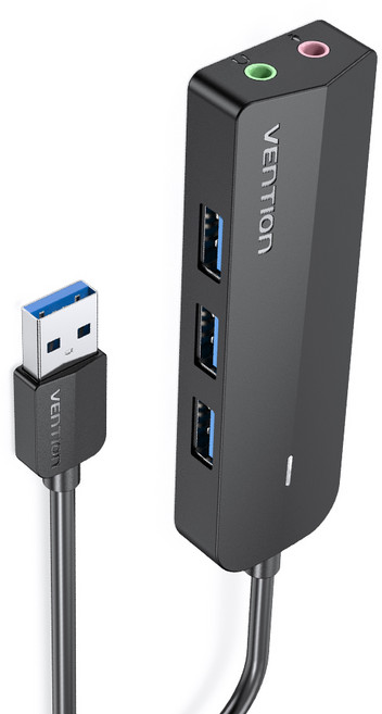 벤션 사운드카드 USB3.0 멀티허브 0.15m CIHBB, 블랙, 1개