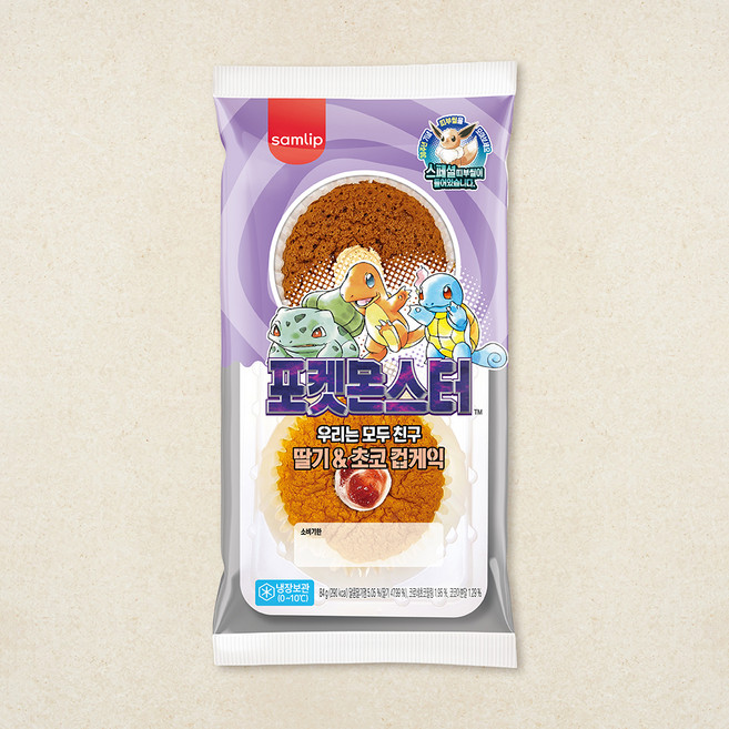 삼립 포켓몬 우리는 모두 친구 딸기 초코 컵케익, 84g, 1개, 1개입