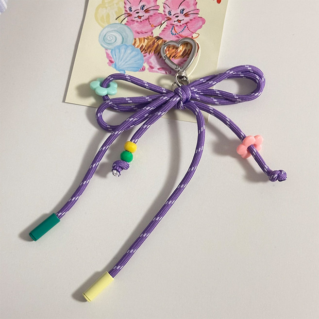 소리달 코인 루프 리본 플라워 배색포인트 발레코어 가방키링 19 x 10 cm