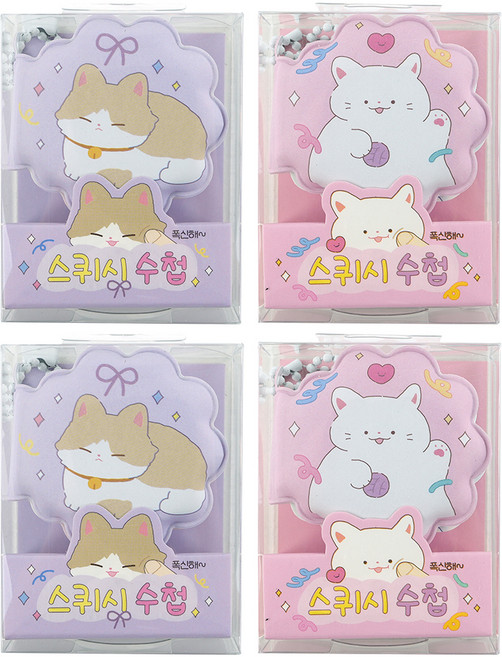 핑크풋 냥냥 스퀴시 수첩 2종 x 2p 세트, 혼합색상, 1세트