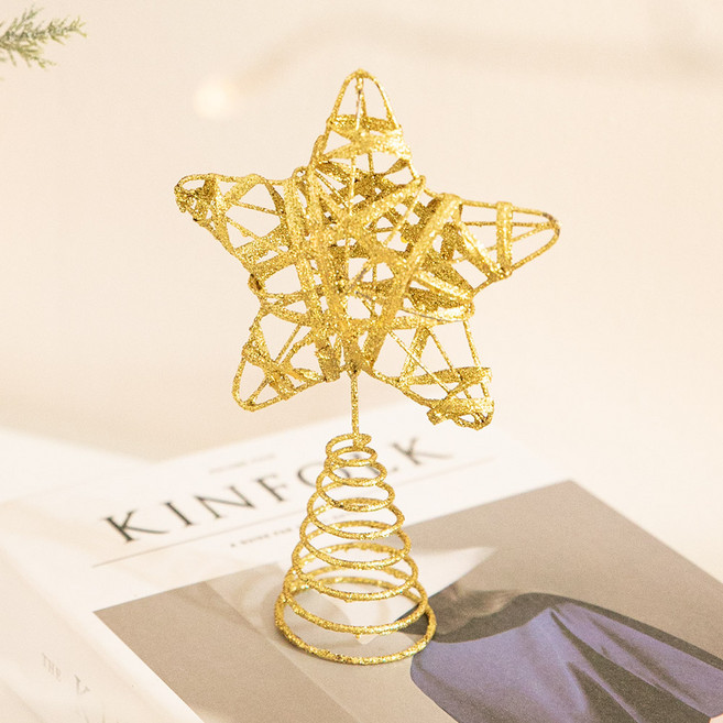 플라워트리 크리스마스 트리 장식 꼭지별, 샤인골드, 1개