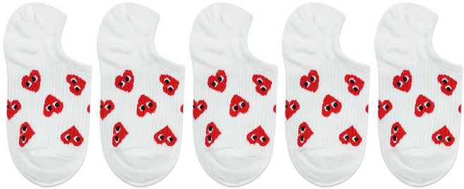 박군 여성용 학생 하트 패턴 쫀쫀 덧신 5족