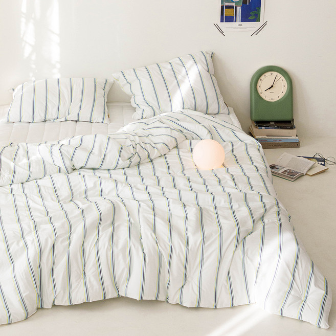 엘레나하임 건조기 가능 워싱해서 더 부드러운 알러지 케어 차렵이불 풀세트 유닛 스트라이프 K-LK