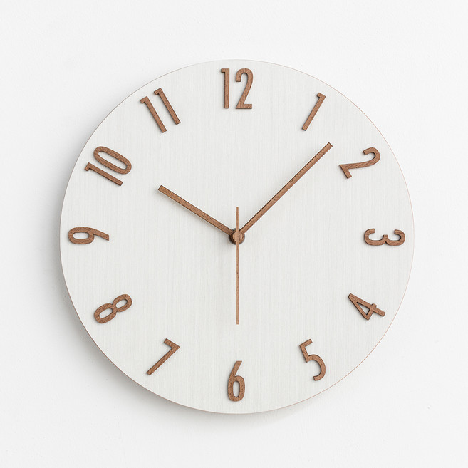 MJK 우드베이직 벽시계, 화이트내츄럴