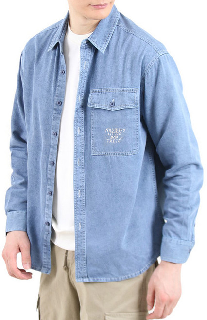 남성용 박스핏 워싱 청 남방 셔츠 YXCC134