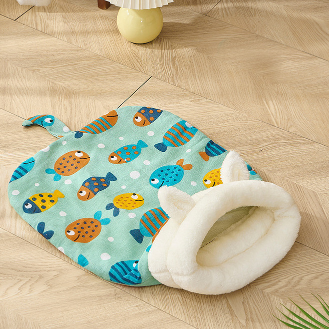 파스텔펫 반려동물 포근포근 숨숨집 포켓 침낭, 민트, 1개