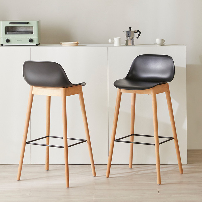 웰퍼니쳐 론다 바 체어 방문설치, 블랙, 2개