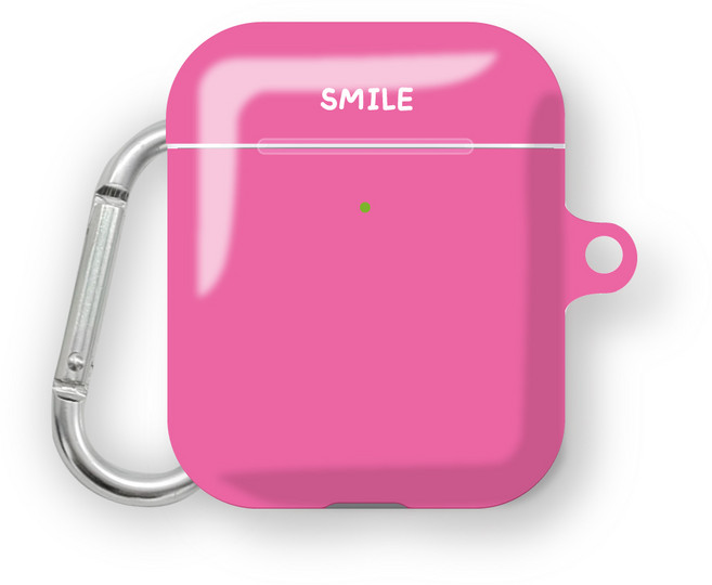 프루그나 심플스마일 에어팟 하드케이스 + 카라비너, 핑크, 1개