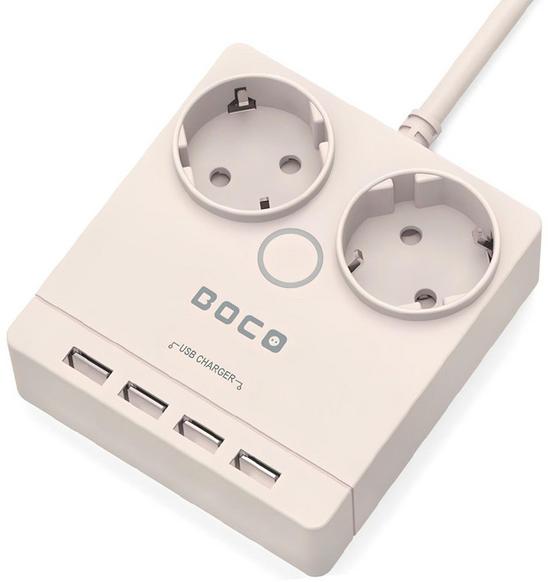 보코 USB 전선형 멀티탭 2구 QG-220, 2m, 크림, 1개