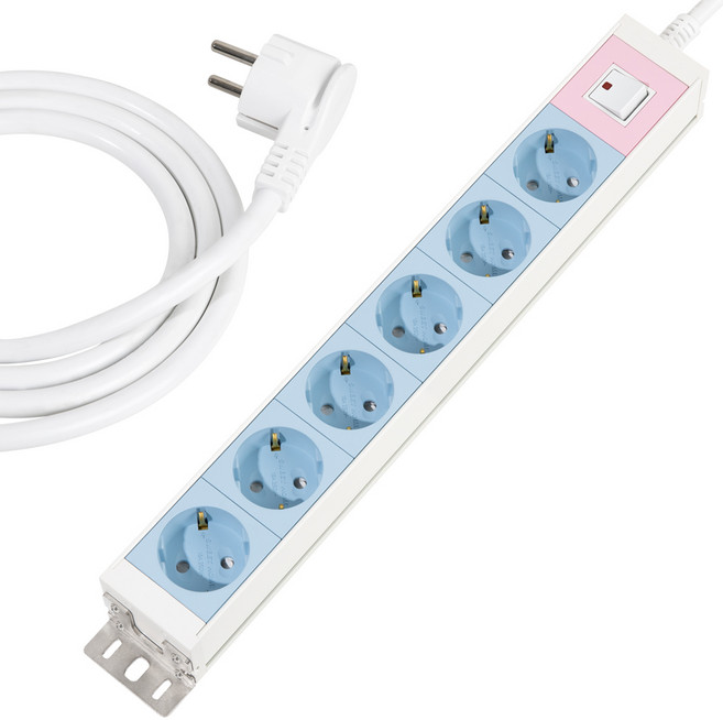스윗홈 뉴잇 국산 고용량 알루미늄 컬러 과부하차단 납작 멀티탭 6구, 클라우드블루, 1개, 1.5m