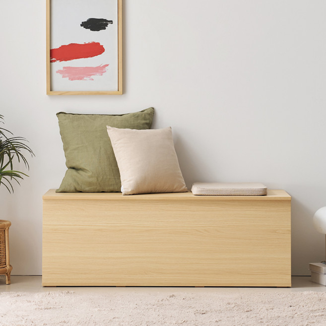 하모벨 킨드 벤치 수납장 1200 방문설치, 라이트오크, 1개