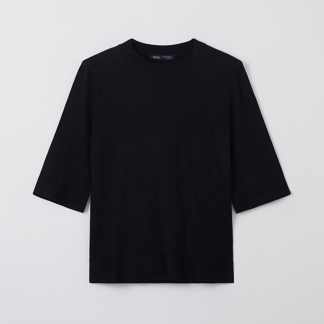 스파오 여성용 메리노울 라운드넥 릴렉스핏 5부 니트 SPKWF23W04