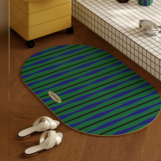 하이어데코 북유럽 규조토 흡수 발매트 3.5mm, 그린 블루