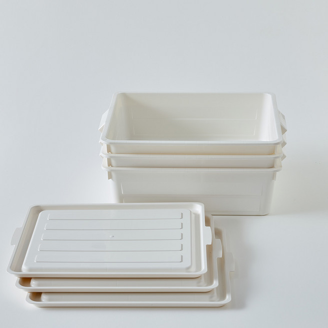 브리다 국내 제조 다용도 손잡이 정리 수납박스, 크림, 3개