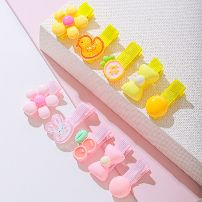 아기코끼리 깜찍 오리토끼 헤어핀 옐로우 5종 + 핑크 5종 세트