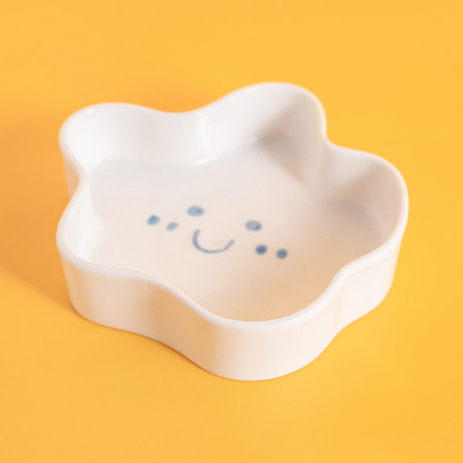 파스텔펫 반려동물 웨이브 세라믹 식기 15 x 14 x 3 cm, 구름, 1개