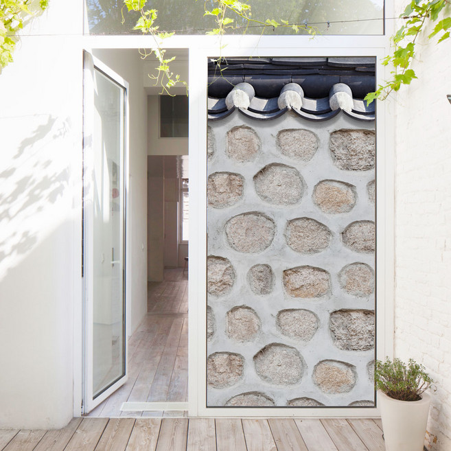 꾸밈 한옥담장 현관문 시트지 bh692, 혼합색상, 100 x 210 cm