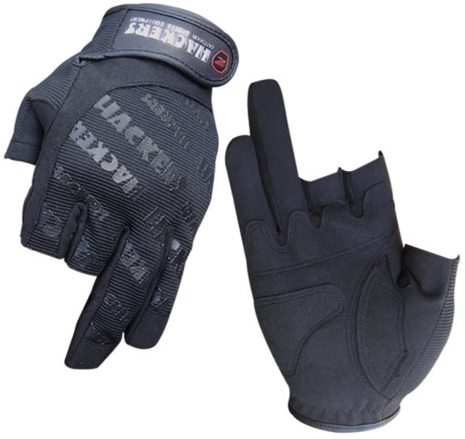 해커스 3컷 낚시장갑 JSF-143, 블랙