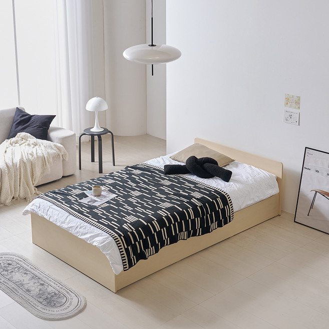 웰퍼니쳐 다담 미드 헤드 3단 수납형 침대 프레임 단품 방문설치, 우드