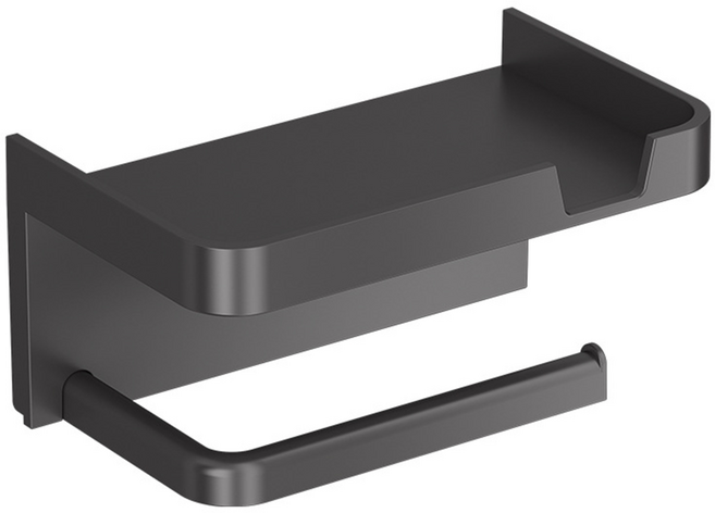 밝은리빙 무타공 거치대형 휴지걸이, 블랙, 1개