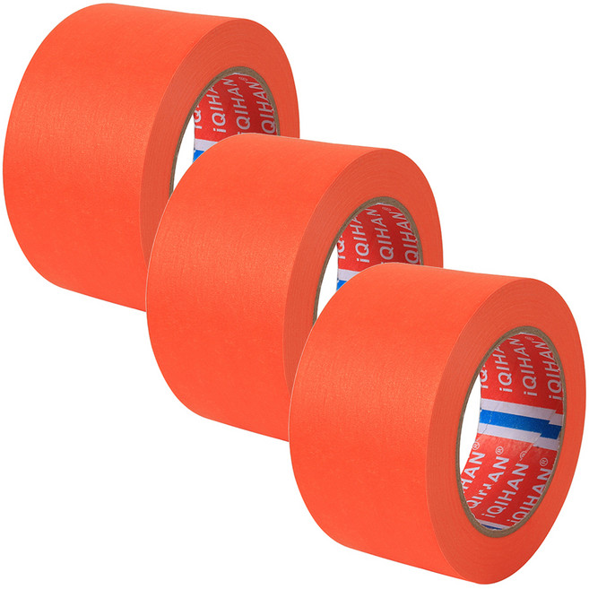 iQIHAN 다다 칼라 마스킹 테이프 40mm x 20m, 주황, 3개