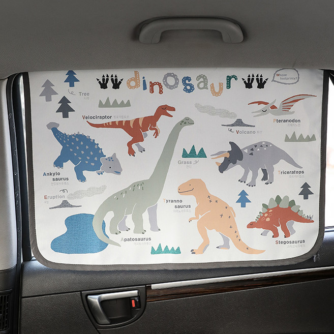 베베데코 자동차 자석 햇빛가리개 다이노, 화이트, 1개