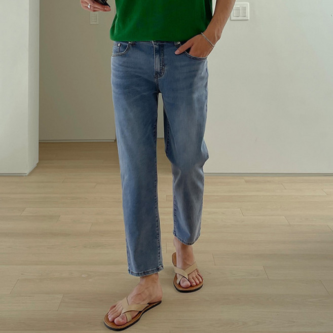 조군샵 냉감 남성용 쿨맥스 히든밴딩 스판 데님 진 JG1983