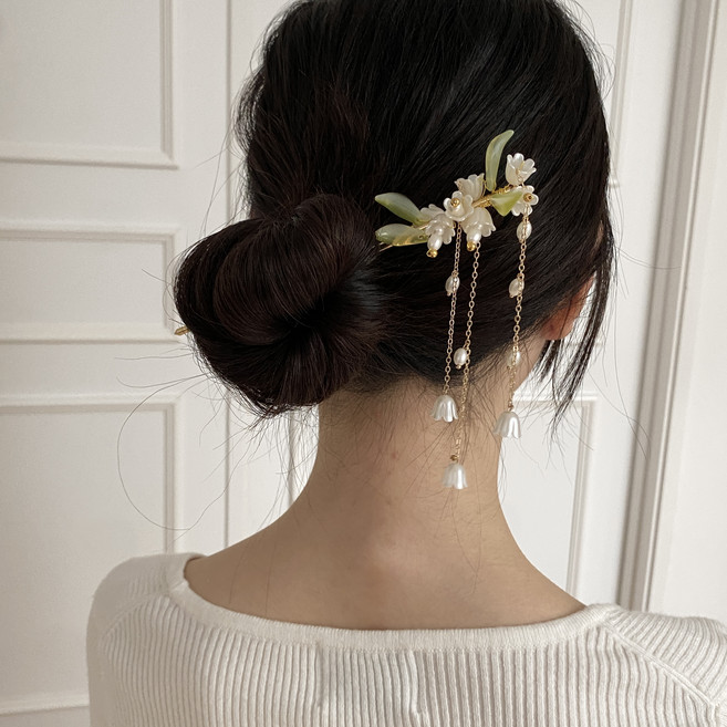 스타일플래닛 럭셔리 화이트 플라워 비녀