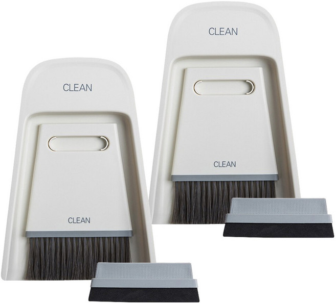 베리구즈 미니 빗자루 쓰레받기 세트, 2세트, 화이트