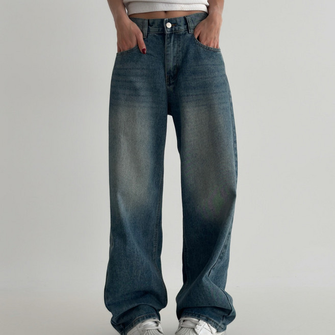 라라온 여성용 롱/기본/숏 기장 하이웨스트 뒷밴딩 와이드 데님 팬츠 26TSP3627