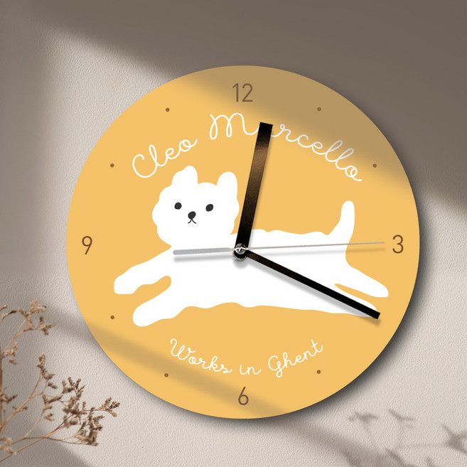퍼니즈 일러스트 무소음 원형 벽시계, 클레오