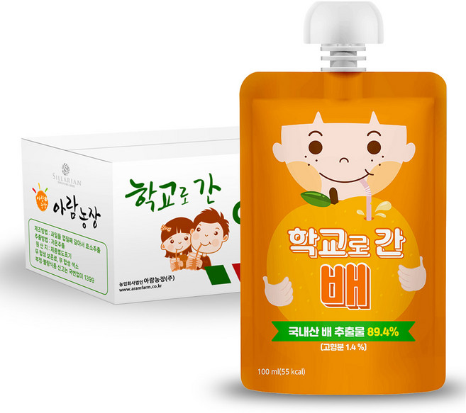 아람농장 학교로 간 주스, 100ml, 40개, 배도라지