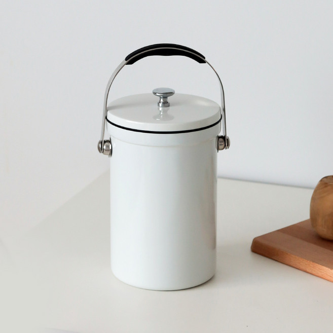 lilive 스텐304 퓨어 밀폐 음식물쓰레기통 3.5L, 크림화이트, 1개