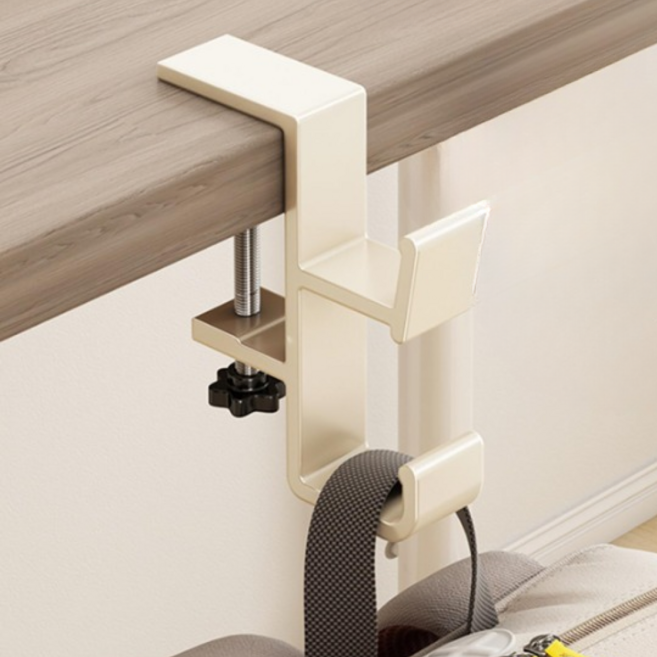 벨리안 간편설치 휴대용 2단 책상 가방걸이 8.9 x 11 x 2 cm, 1개, 크림화이트