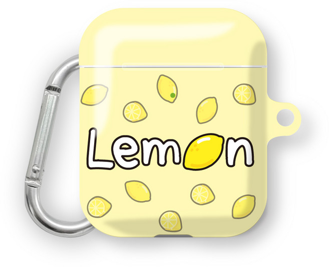 프루그나 과일시그니처 에어팟 하드케이스 + 카라비너 세트, 레몬, 1개