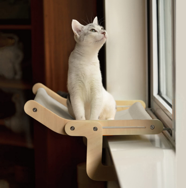 카무라라 고양이 창문 창틀 해먹, 그레이, 1개