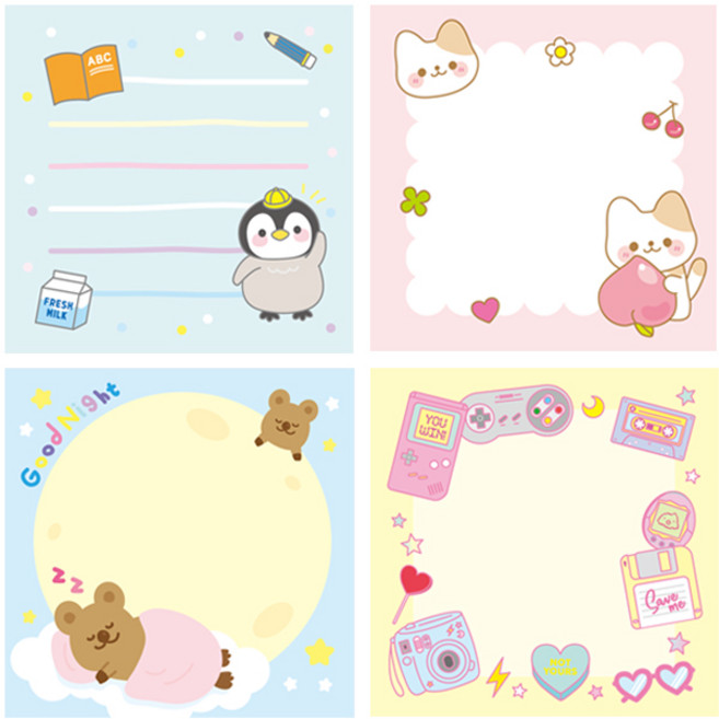 정사각형 떡메모지 4종 세트, 1개