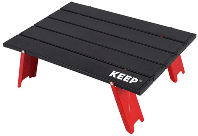 KEEP 알루미늄 초경량 미니 롤 접이식 테이블, 레드