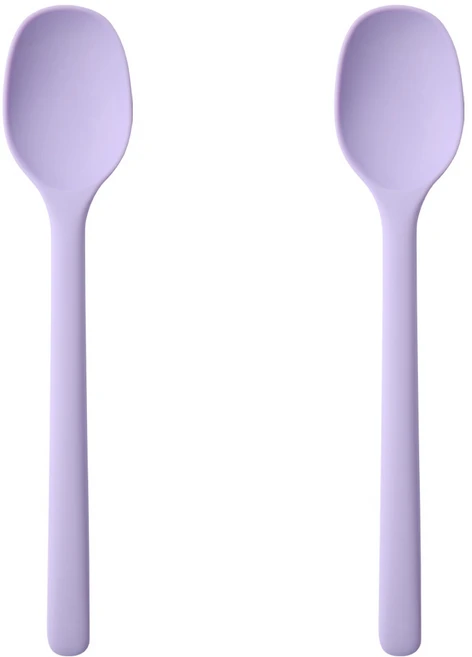 이지실리 스퀘어 실리콘 어린이 디저트 스푼, 퍼플, 2개 - 쿠팡