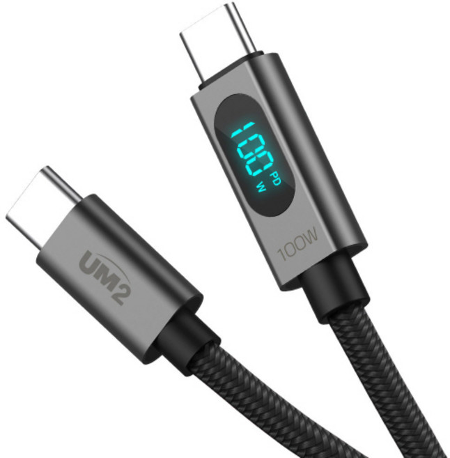 유엠투 C to C PD 100W 디스플레이 고속 충전 케이블 UMCA-100WLED, 2m, 혼합색상, 1개