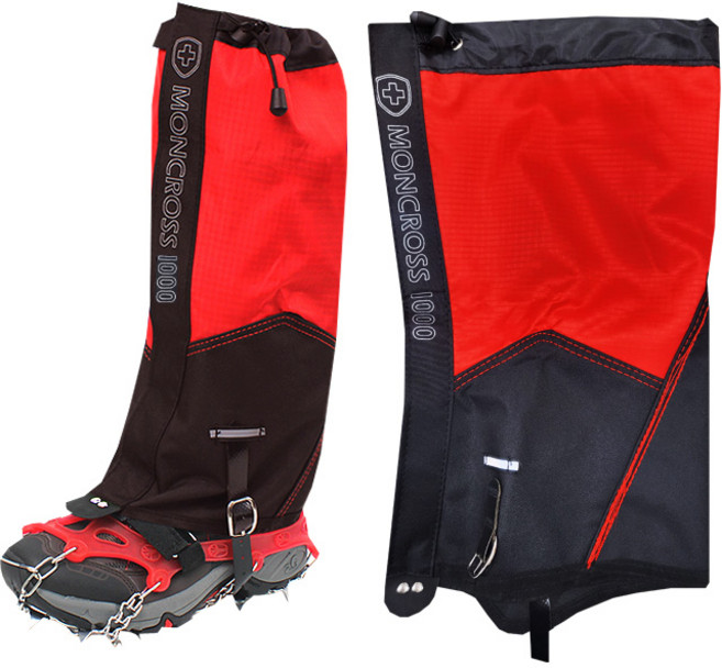 몽크로스 1000 방한 보온 스패츠 양쪽 + 케이스 세트, 레드